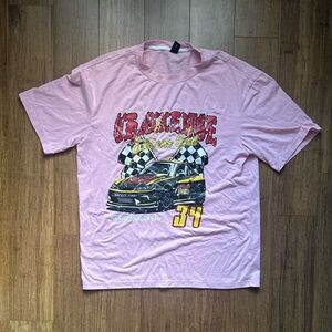 Large pink nascar graphic tee